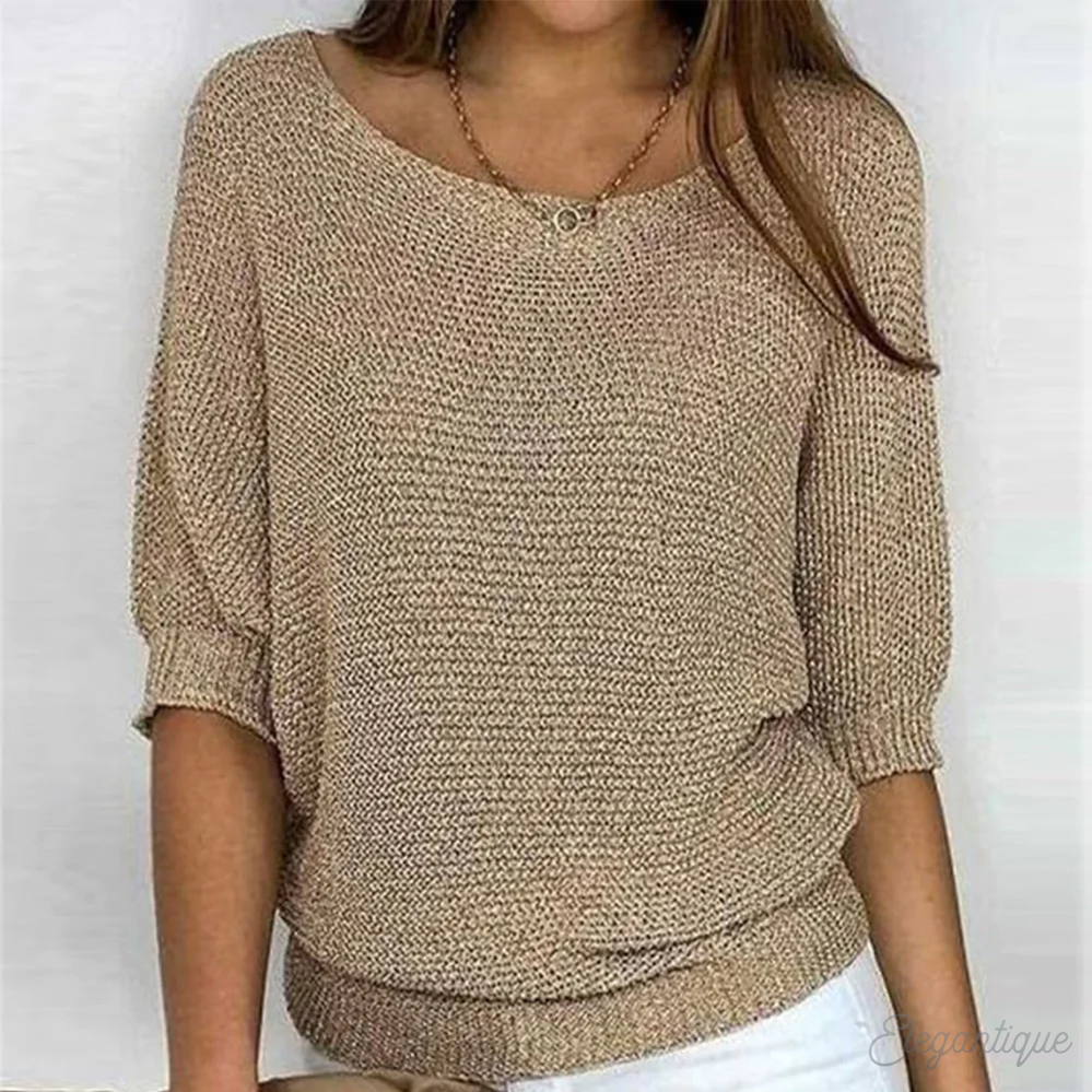 Elegant Rund-Hals Sweater til Damer – set forfra