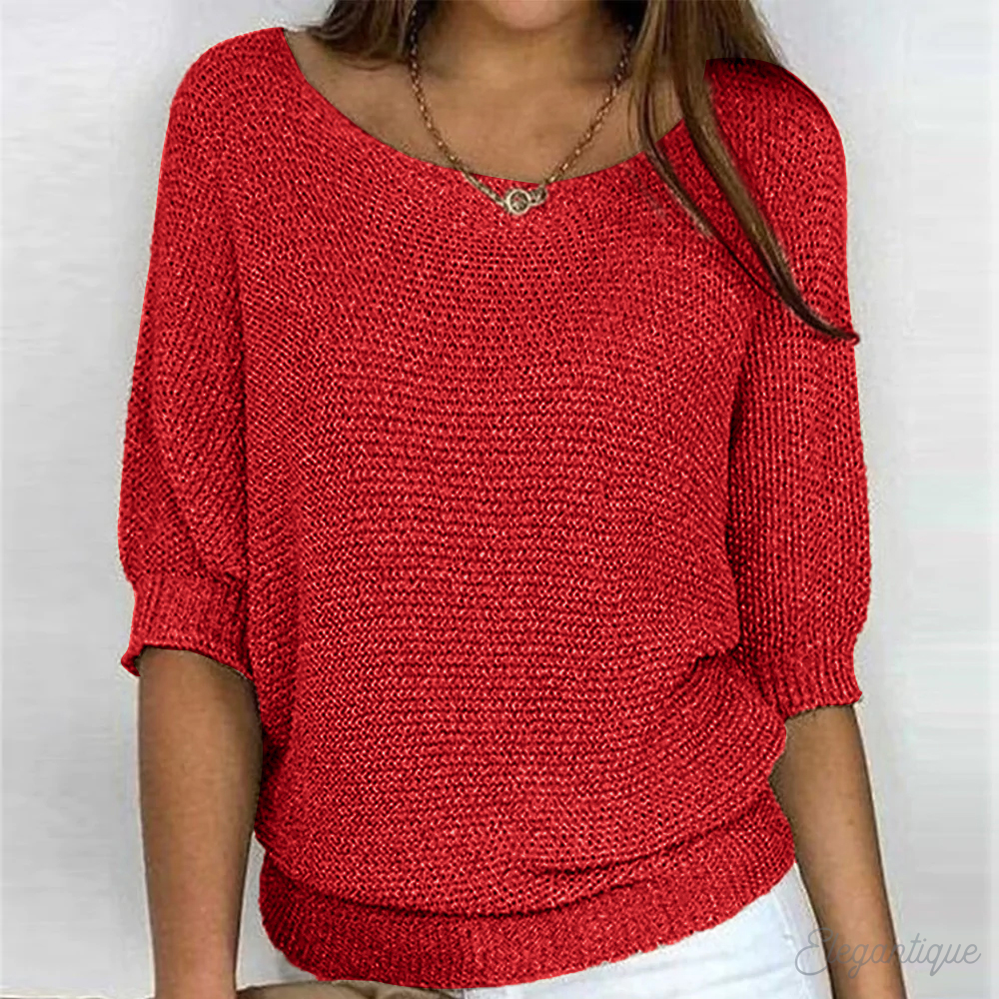 Elegant Rund-Hals Sweater til Damer – set bagfra