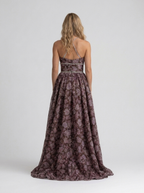 Pearl-trim floral maxi dress with side slit, view 24