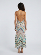 Patterned V-neck open-back maxi dress, view 6