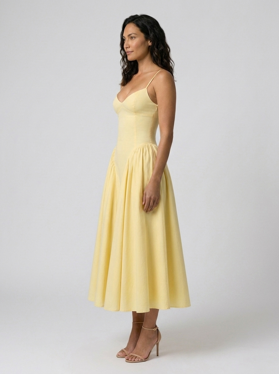 Dropped-waist midi dress with pockets, view 12