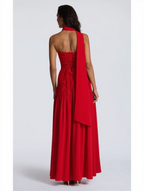Strapless draped maxi dress with side slit, view 30