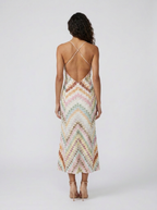 Patterned V-neck open-back maxi dress, view 3