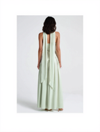 Strapless draped maxi dress with side slit, view 20