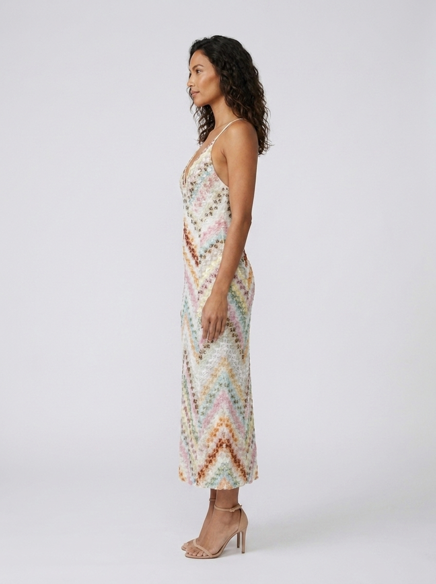 Patterned V-neck open-back maxi dress, view 2
