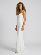 Square-neck fitted maxi dress, view 17