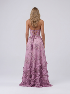 Pearl-trim floral maxi dress with side slit, view 33