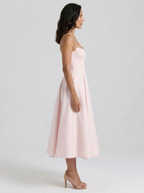 Satin corset midi dress with tulle petticoat, view 8