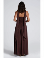Strapless draped maxi dress with side slit, view 9