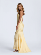 Floral appliqué mesh corset maxi dress, view 14