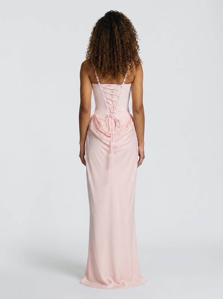 Square-neck fitted maxi dress, view 12