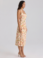 Ruched halter midi dress with front split, view 11