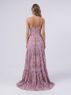 Pearl-trim floral maxi dress with side slit, view 36