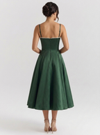 Satin corset midi dress with tulle petticoat, view 27