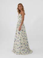 Pearl-trim floral maxi dress with side slit, view 26