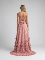 Pearl-trim floral maxi dress with side slit, view 21