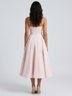 Satin corset midi dress with tulle petticoat, view 9