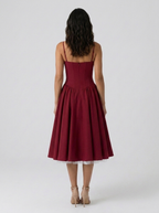 Satin corset midi dress with tulle petticoat, view 24