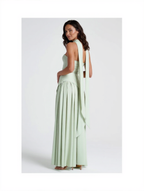 Strapless draped maxi dress with side slit, view 19