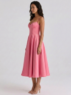 Satin corset midi dress with tulle petticoat, view 14