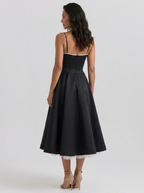 Satin corset midi dress with tulle petticoat, view 12