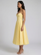 Satin corset midi dress with tulle petticoat, view 20
