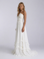 Pearl-trim floral maxi dress with side slit, view 5