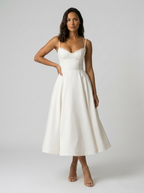 Satin corset midi dress with tulle petticoat