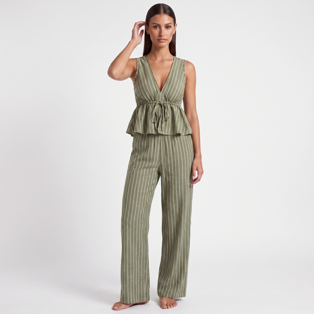 Holiday two-piece set in Olive Green