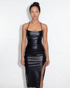 Wet-look bodycon midi dress, detail view 1