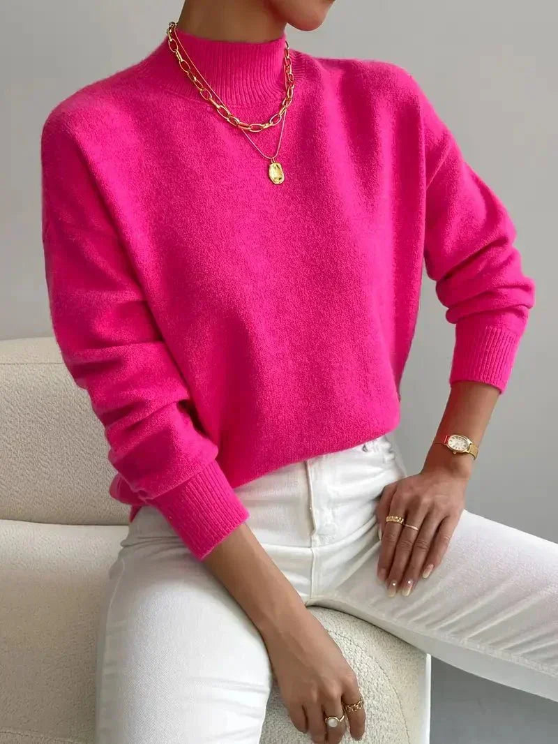 Rullekrave-sweater med ribkant, helfigur foto