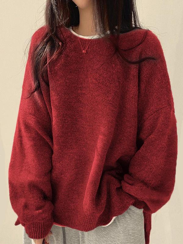 Strik-sweater med faldende skuldre, helfigur foto