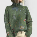 Elegant Sweater med Blomsterprint og Rullekrave