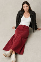 Vintage A-line denim maxi skirt, detail view 4