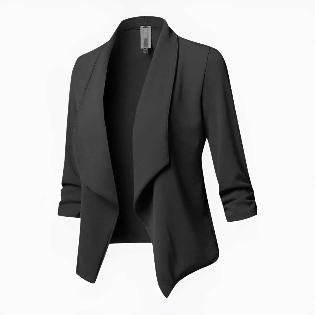 Åben Blazer med Draperet Sjalskrave, detalje af lukningen